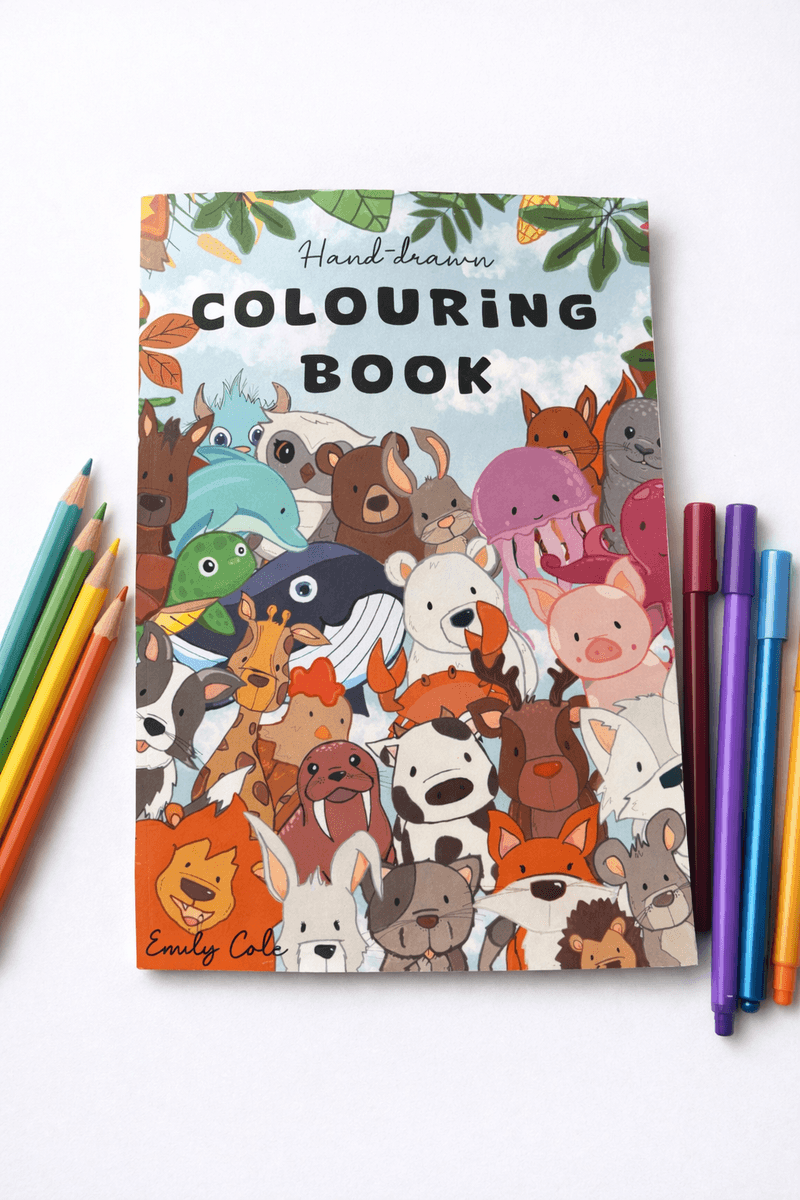Cute Animal Colouring Book - An adorable animal-themed colouring book filled with hand-drawn illustrations of cute creatures. Hours of creative fun for all ages.