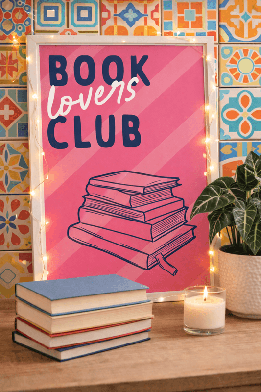 Book Lovers Club Poster - Calling all bookworms! This stylish 'Book Lovers Club' poster celebrates the joy of reading with bold design and warm colours.